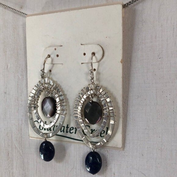 Coldwater Creek Wire Wrapped Oval Rhinestone Pierced Drop Dangle Earrings NOC - Picture 2 of 5